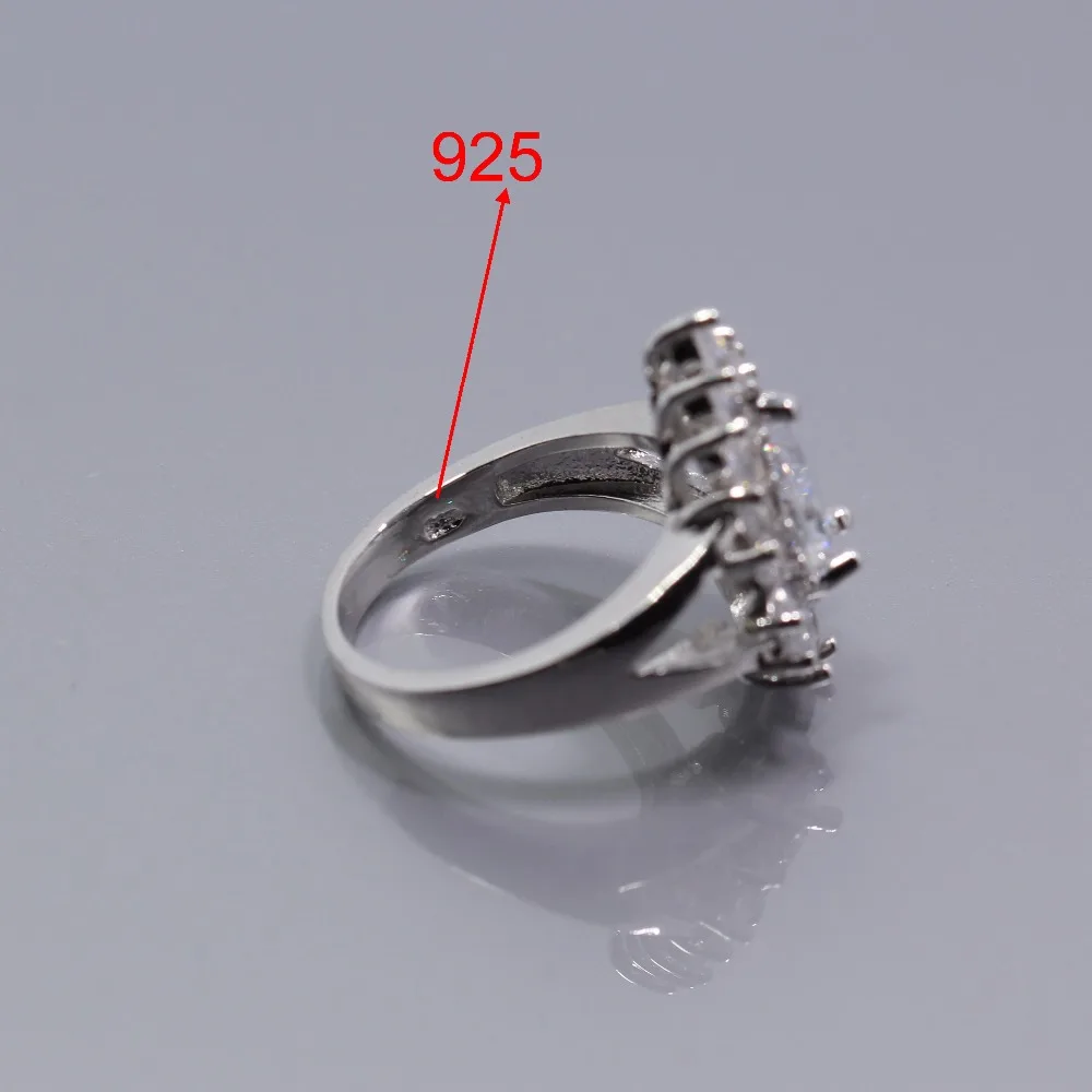 Серебряный набор украшений для женщин браслет из белого циркония длина 21 см