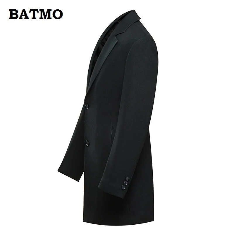 BATMO Новое поступление Зима Высокое качество шерсть повседневные длинные толстые тренчи мужские, мужские длинные черные куртки, длинное пальто мужские, AL28