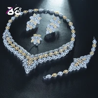 be 8 new leaves design bridal jewelery set 2 tones aaa cubic zirconia fashion nigerian jewelry accessory sets for women s263