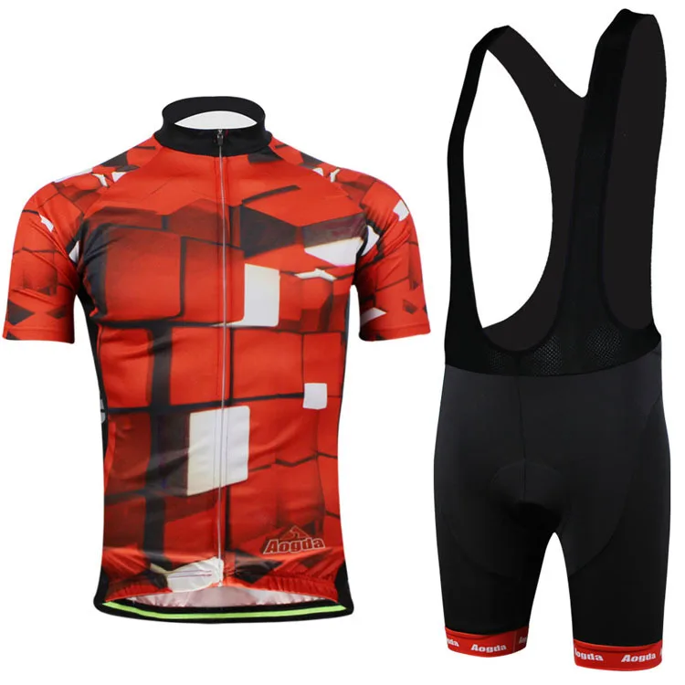 2014 men's High quality Print 3D cube cycling jersey +bib shorts quick dry real pockets full zipper bike racing wear|jersey boys tee shirts|jersey