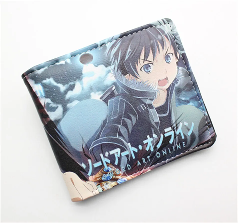 E Аниме Sword Art Online SAO Kazuto Pu короткий кошелек двойной фото держатель для карт слоистая кнопка мужской кожаный кошелек с принтом для мальчиков и девочек - Цвет: E