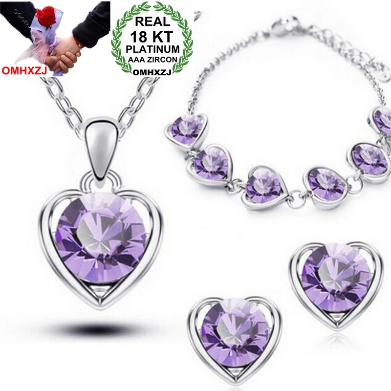 OMHXZJ AAA Австрия Кристалл серебро золото 18KT Платина женщина невесты сердце язык