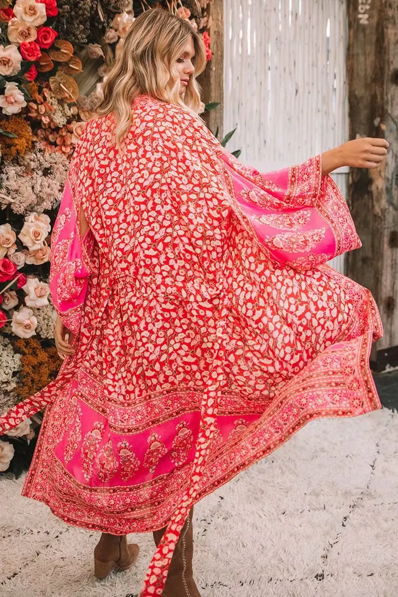 Женское платье кимоно с принтом Artfeel облегающее винтажное свободное миди в стиле