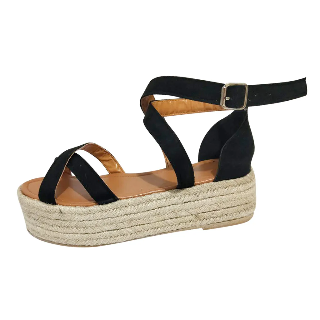 Женская обувь на платформе женские туфли лодочки танкетке соломенная толстой