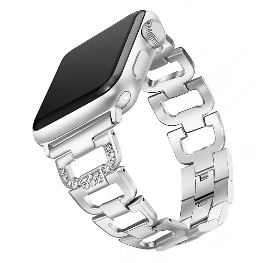 Ремешок со стразами для Apple Watch Band Series SE/6/5/4/3/2 элегантный металлический браслет