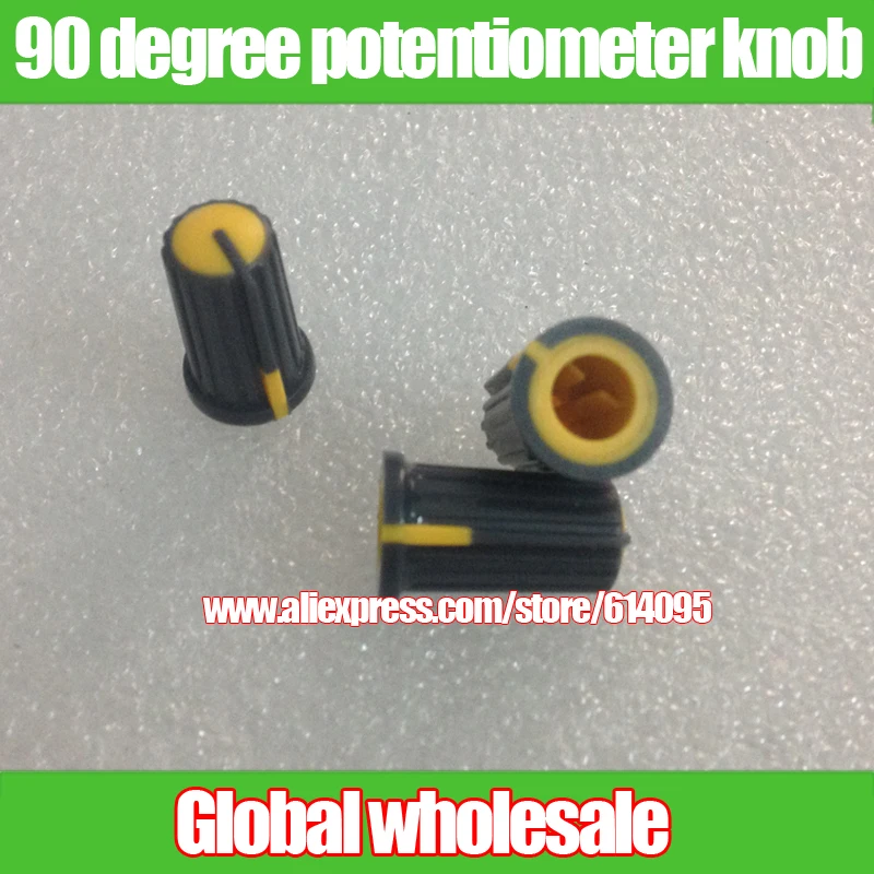 

Крышка потенциометра желтого цвета, Полуось 90 градусов, 10 шт.