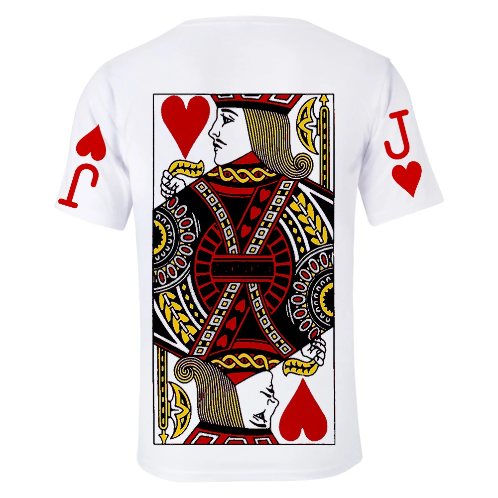 Rholycrown Short Slevee 3D Poker T-Shirt Fashion Hip Hop Men/Women Tops Print Red Heart Q Tees Summer Casual Clothes | Мужская одежда
