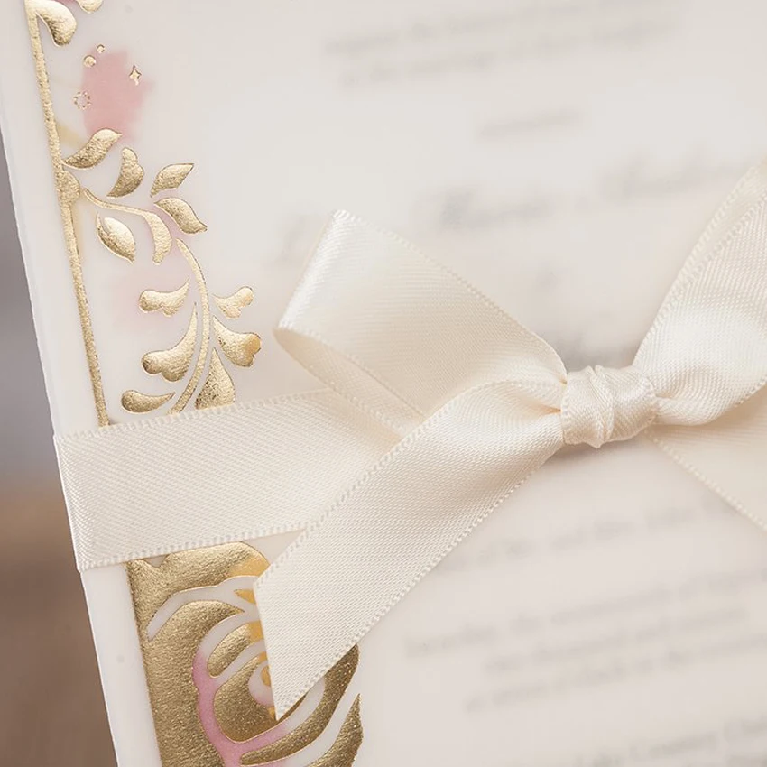 Прозрачные Разноцветные золотые тисненые Растительные узоры свадебные