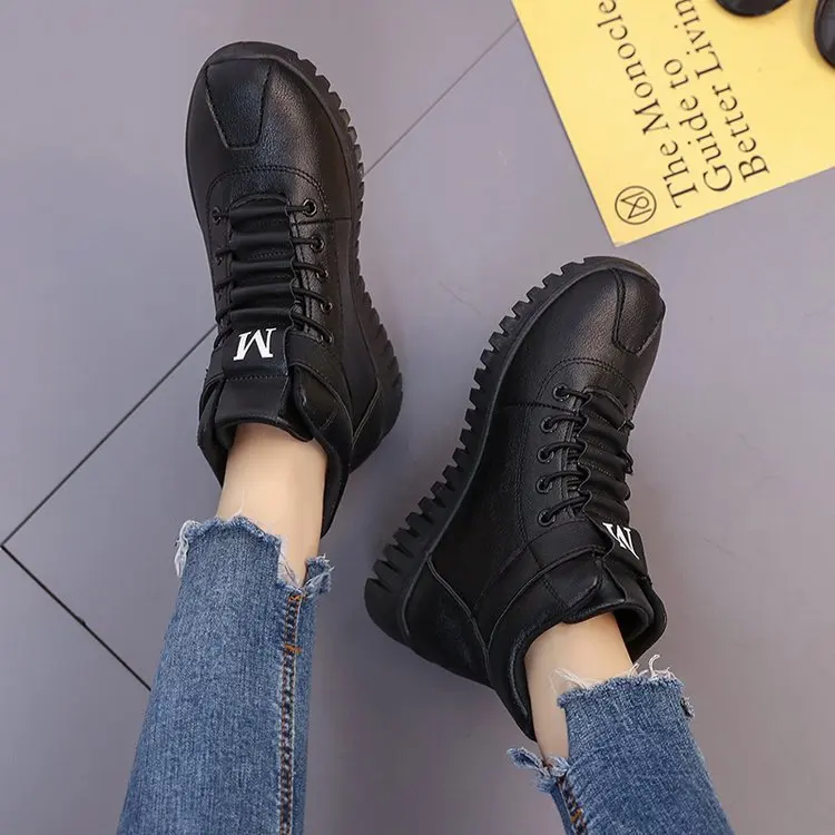 2018 осень-зима плоской подошве высокая обувь женские с бархатом спортивные