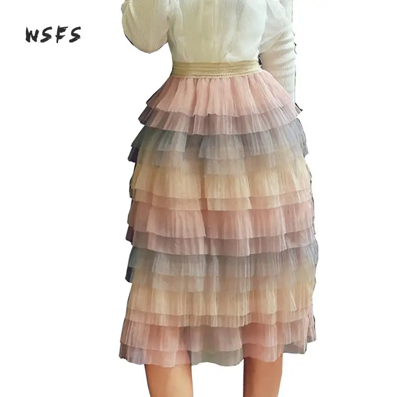 Женская кружевная юбка Wsfs длинная Радужная бальная с эластичным поясом