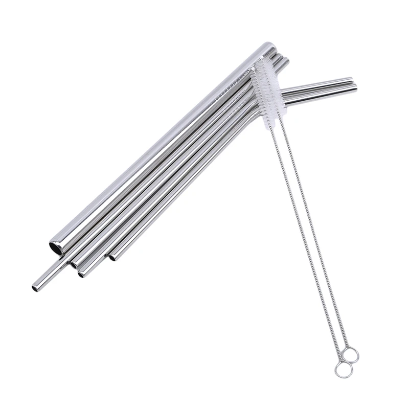 Серебристые многоразовые 304 соломенные металлические смузи из нержавеющей стали