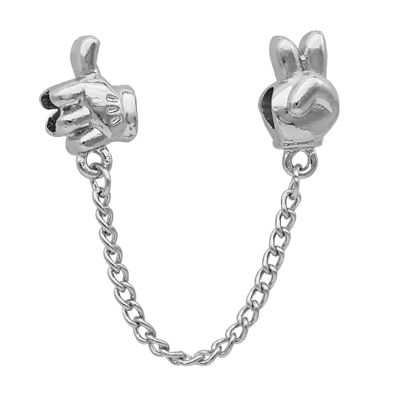 silver hand Новинка, модный серебряный, розовый, золотой, Микки, Минни, Бабочка, безопасная цепочка, талисманы, подходят к оригиналу Pandora, браслет из бисера для женщин, Шарм - Цвет: silver hand