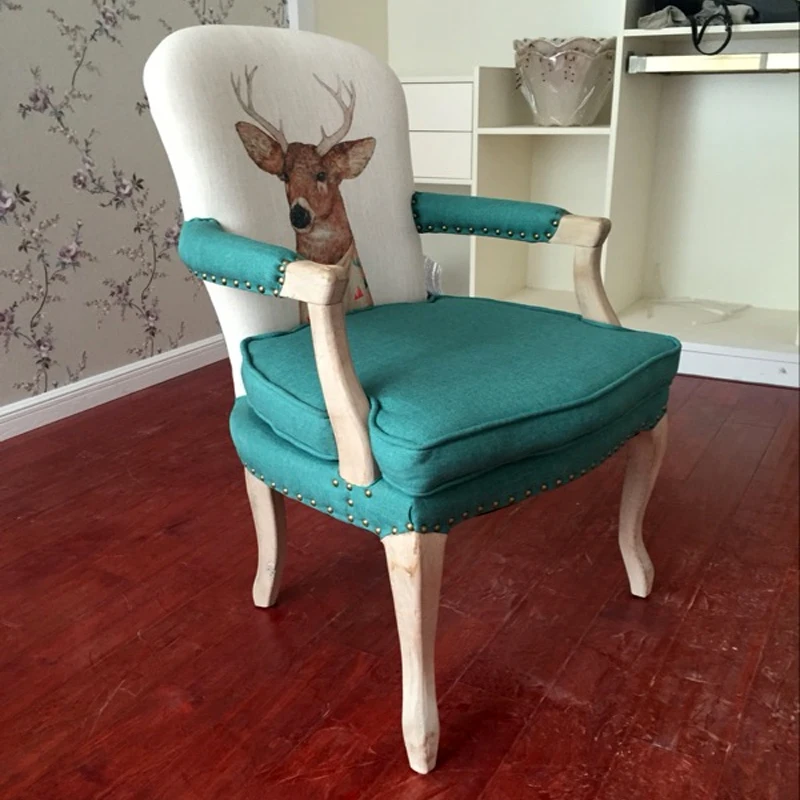 S7 Louis fashion Dining chairs American desk European retro solid wooden Nordic simple single Cafe leisure - Цвет: S7