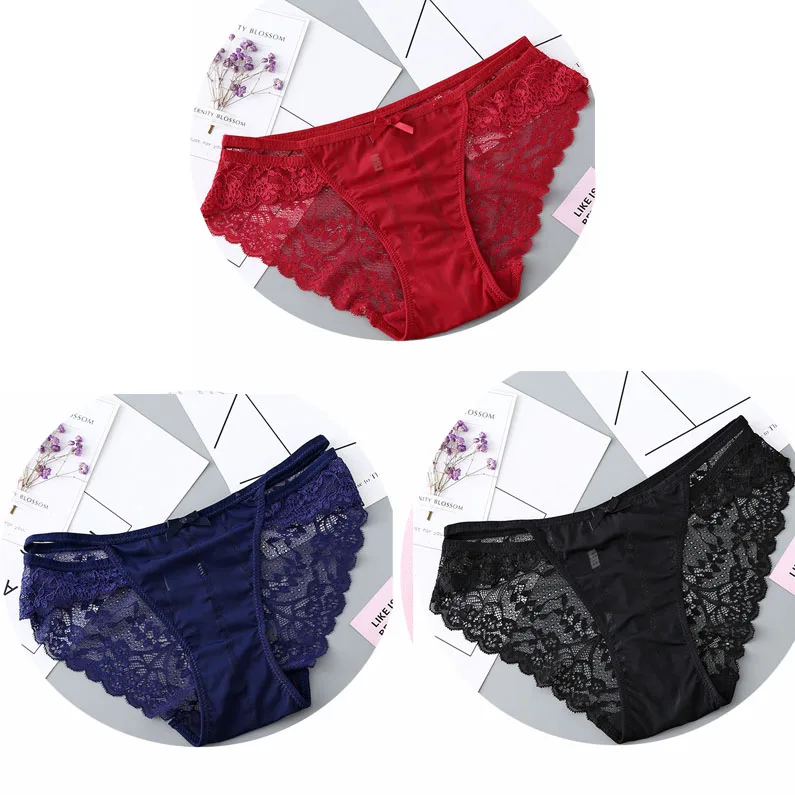 3PCS NK2165-1 3 шт./компл. пикантные прозрачные кружевные трусики, сексуальные женские трусики Для женщин; мягкие трусы; трусики с бантом нижнее белье нейлоновые шелковые для дам - Цвет: 3PCS NK2165-1