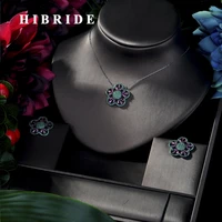 hibride best quality brilliant crystal zircon earrings and necklace bridal jewelry set wedding dress accessaries n 191