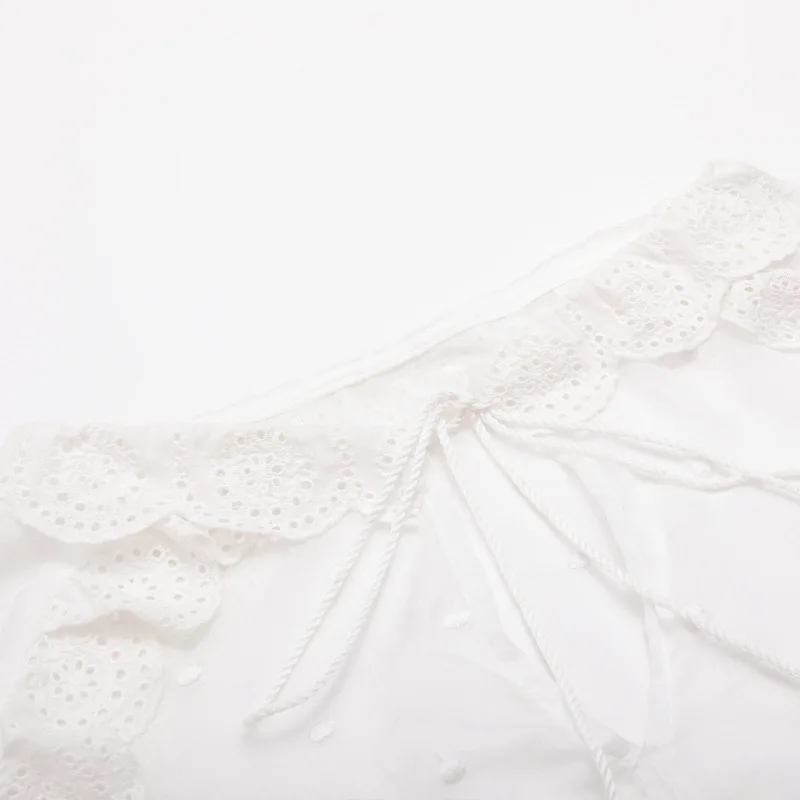 Шифоновое платье в горошек с рукавами фонариками свободное Корейском стиле