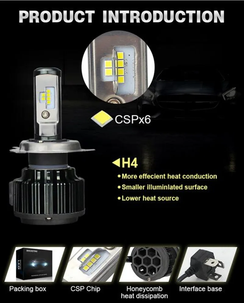 CARSUN T6 H4 H7 H11 H1 CSP светодиодный 9005/HB3 9006/HB4 H13 9004 9007 H3 8000Lm Автомобильные фары
