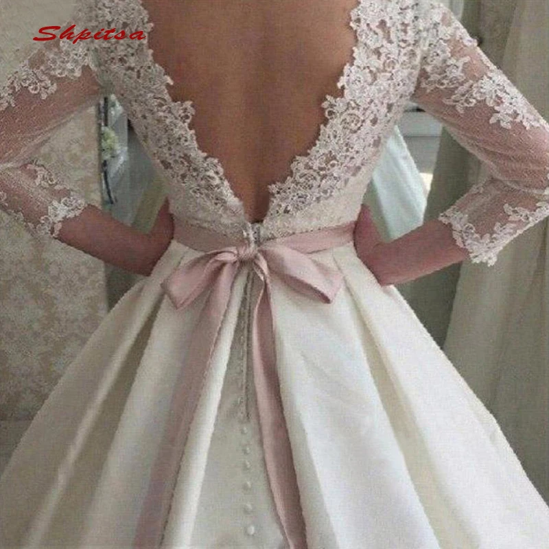 Кружевные турецкие свадебные платья с длинным рукавом атласные блестками