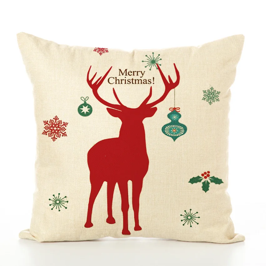 Новый Рождественский праздничный чехол для подушки с льняным принтом