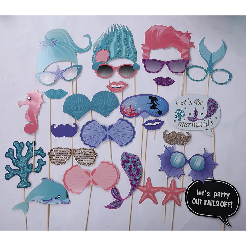 26 шт Русалка тема украшения давайте быть Фотокабины реквизит с днем рождения Baby