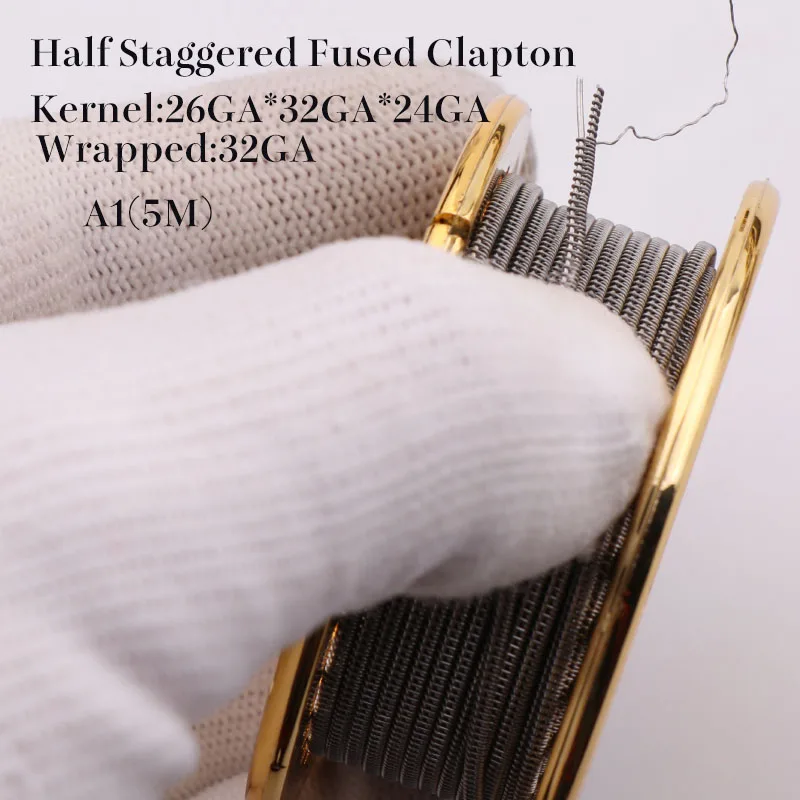half-staggered-a1 XFKM 5 м/рулон нагревательный провод высокой плотности SS316L KA1 рамка штапельного плавленого Clapton катушка для электронной сигареты RDA RTA распылитель - Цвет: half-staggered-a1