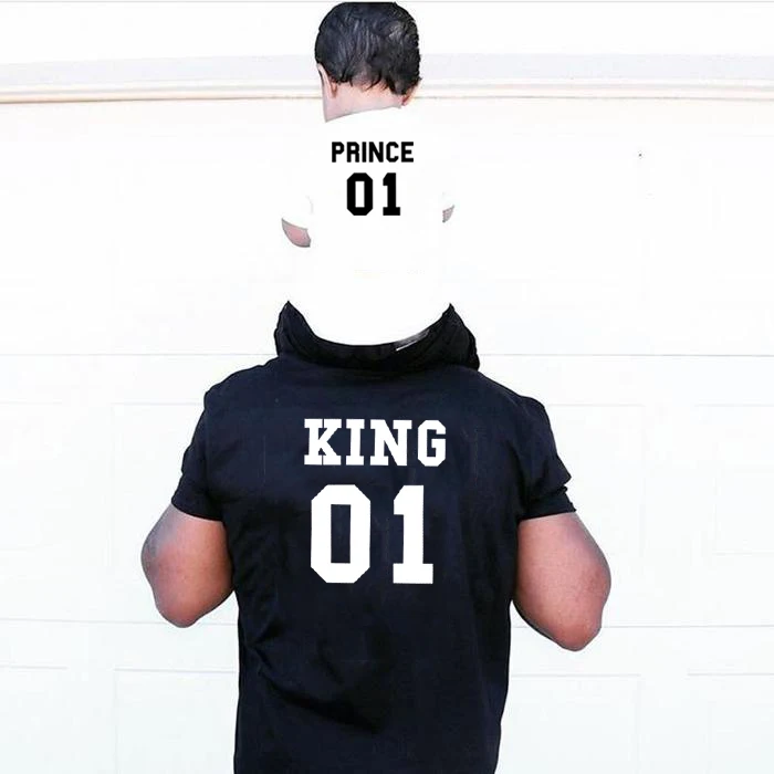 King 01 Prince одинаковая рубашка для папы и сына Летний комбинезон с короткими