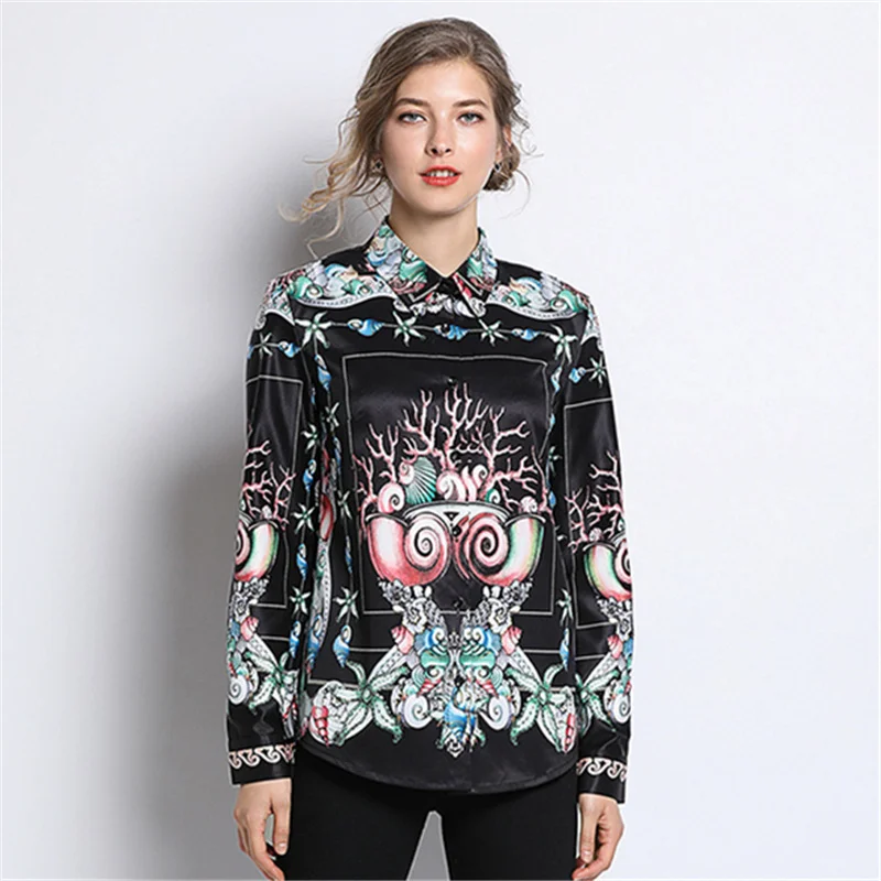 Блузка женская с длинным рукавом и принтом | Женская одежда