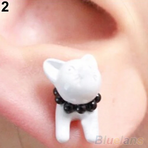 Черные 1 шт Панк крутые простые стереоскопические кошачьи котята женские серьги