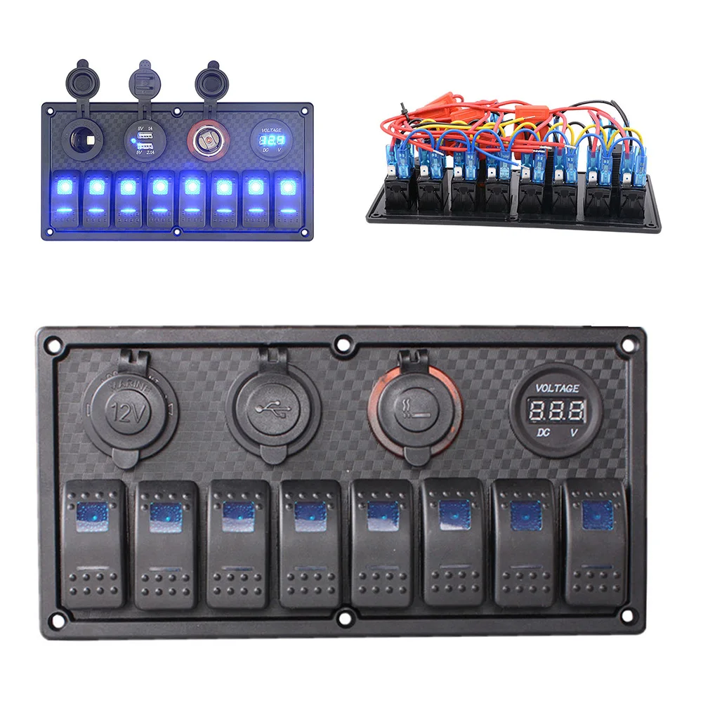 12/24 V 8 панель блока переключателей выключатель вольтметр USB светодиодный для