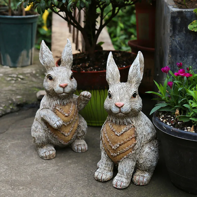 Resin Art Decoration Cartoon Sculpture Decoration Simulation Animal Rabbit Garden Decoration Outdoor Oraments