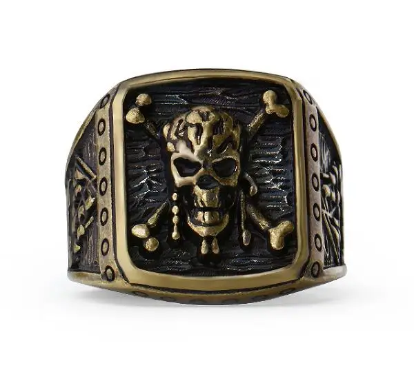 Antique Bronze Новая мода капитан Джек пират череп капитан кольцо Пираты Карибы Кольцо Череп для мужчин - Цвет основного камня: Antique Bronze