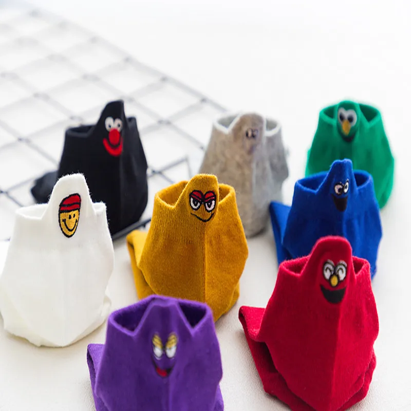 Милые женские Носки ярких цветов с вышивкой веселые летние хлопковые носки до