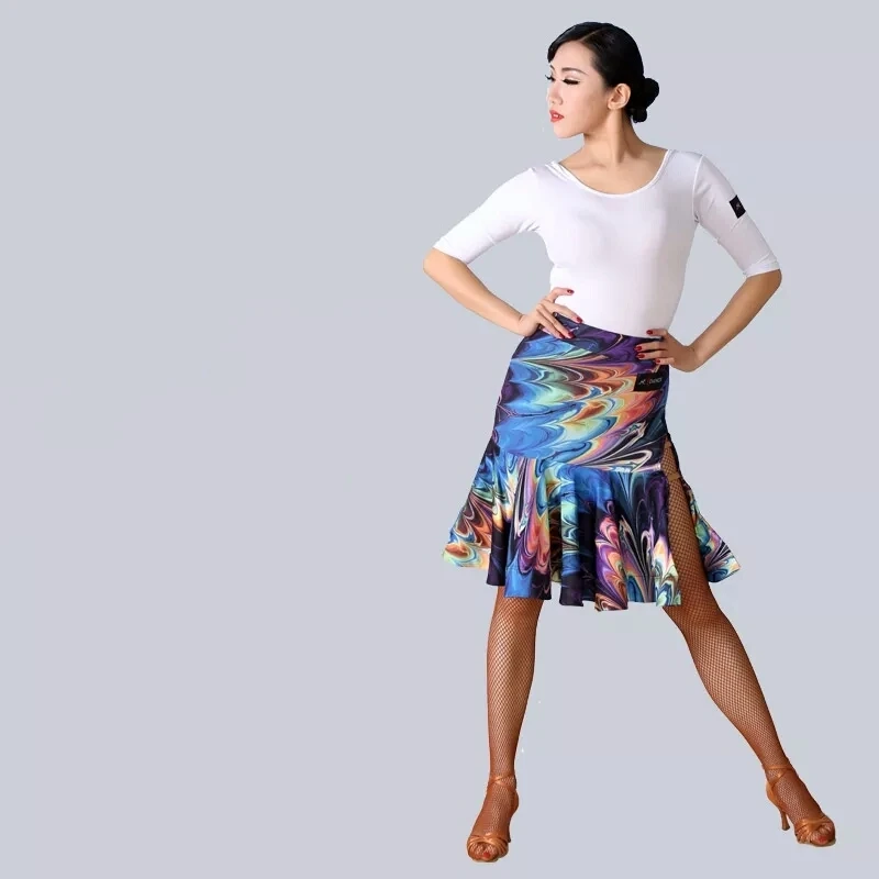 Разноцветное платье для латиноамериканских танцев взрослых топ соревнований и