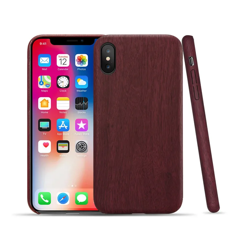 Чехол KISS роскошный деревянный чехол s для iPhone 8 7 Plus чехол Мягкая деревянная задняя крышка для iPhone 7 6 6s 5S X XS MAX XR чехол для телефона сумка Capa - Цвет: Red