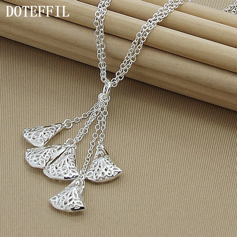 

DOTEFFIL 925 Sterling Silver Multi-Chain Hollow Ball Five Pendant Necklace Chain For Women Engagement Wedding Charm Jewelry