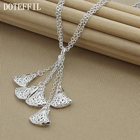 doteffil 925 sterling silver multi chain hollow ball five pendant necklace chain for women engagement wedding charm jewelry