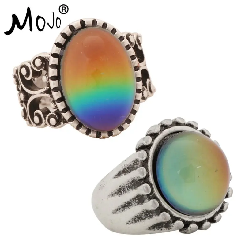2PCS Vintage Ring Set of Rings on Fingers Mood Ring That Changes Color Wedding Rings of Strength for Women Men Jewelry  003-043