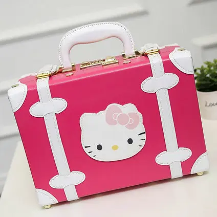 Женский винтажный чемодан на колесиках дорожная сумка hello kitty чемодан универсальный на колесиках багажные наборы Дорожный чемодан 2" 22" 2" дюймов - Цвет: 12 inch Rose
