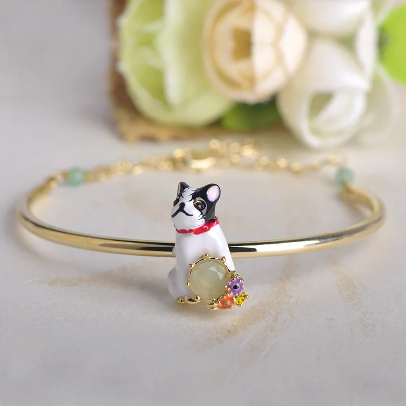 Детский Браслет Blucome регулируемый эмалированный браслет с изображением собаки