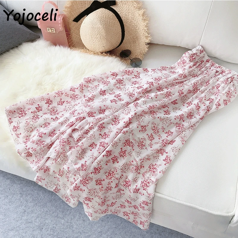 Yojoceli летняя шифоновая юбка с принтом нижние женщины 2019 Асимметричный окантован