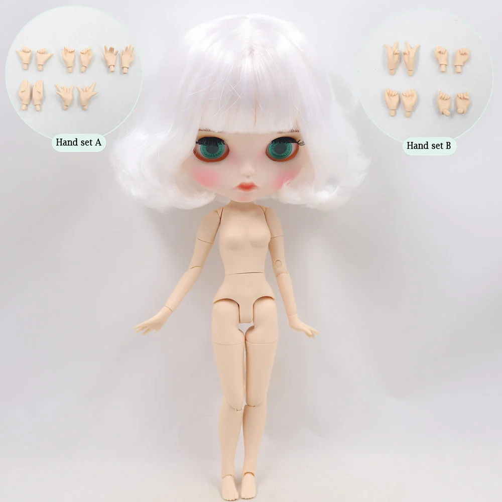 Ледяной обнаженный Blyth кукла No. BL136 белый боб волосы резные губы матовый индивидуальные лица сустава тела 1/6 bjd - Цвет: like the picture