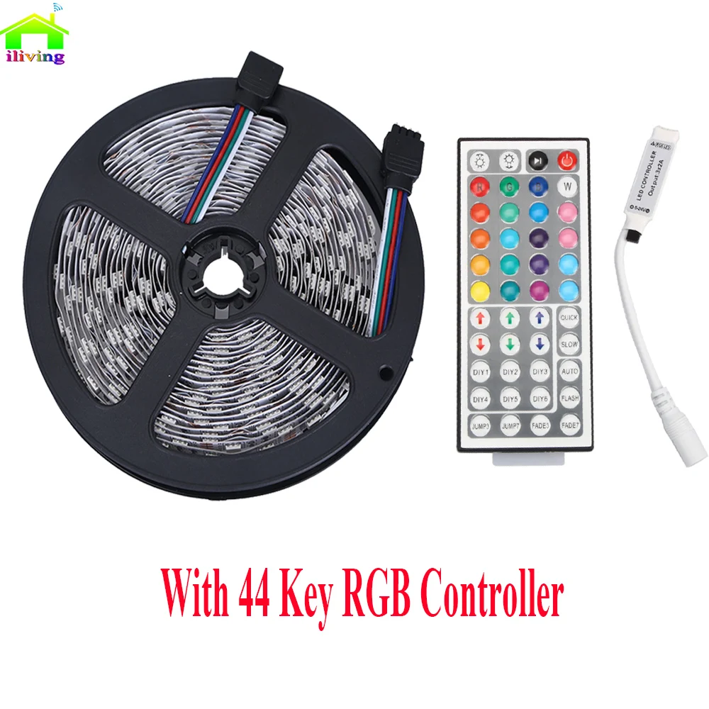 5050 IP20 RGB Светодиодная лента 12 В постоянного тока диодный ленточный светильник с беспроводным WiFi мини-управлением, умный пульт управления 44 клавишами ИК-пульт дистанционного управления