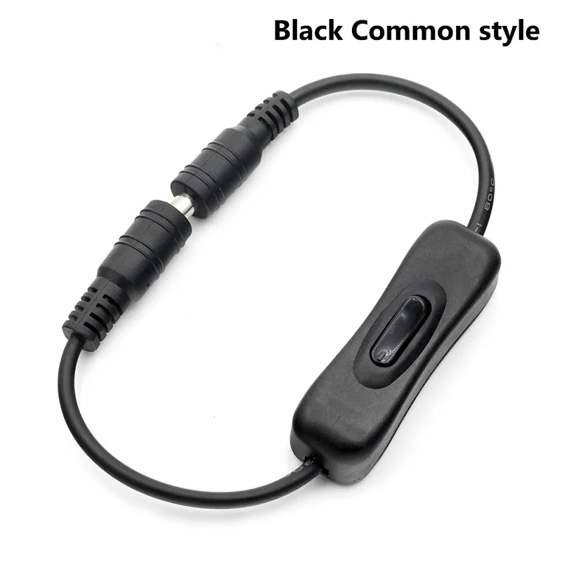 1 PCS Black Встроенный переключатель вкл. Выкл. С женским штекерным кабелем питания 5,5x2,1 мм разъем коннектора постоянного тока проводной переключатель 5 в 12 В 24 В для CCTV светодиодный светильник - Цвет: 1 PCS Black