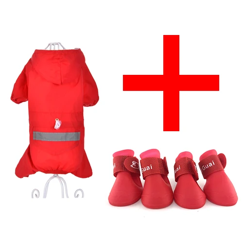DRESSPET дождевик для собак и обувь для дождливой погоды, набор, комбинация, четыре цвета, дождевик/восемь цветов, непромокаемые сапоги - Цвет: Тёмно-синий