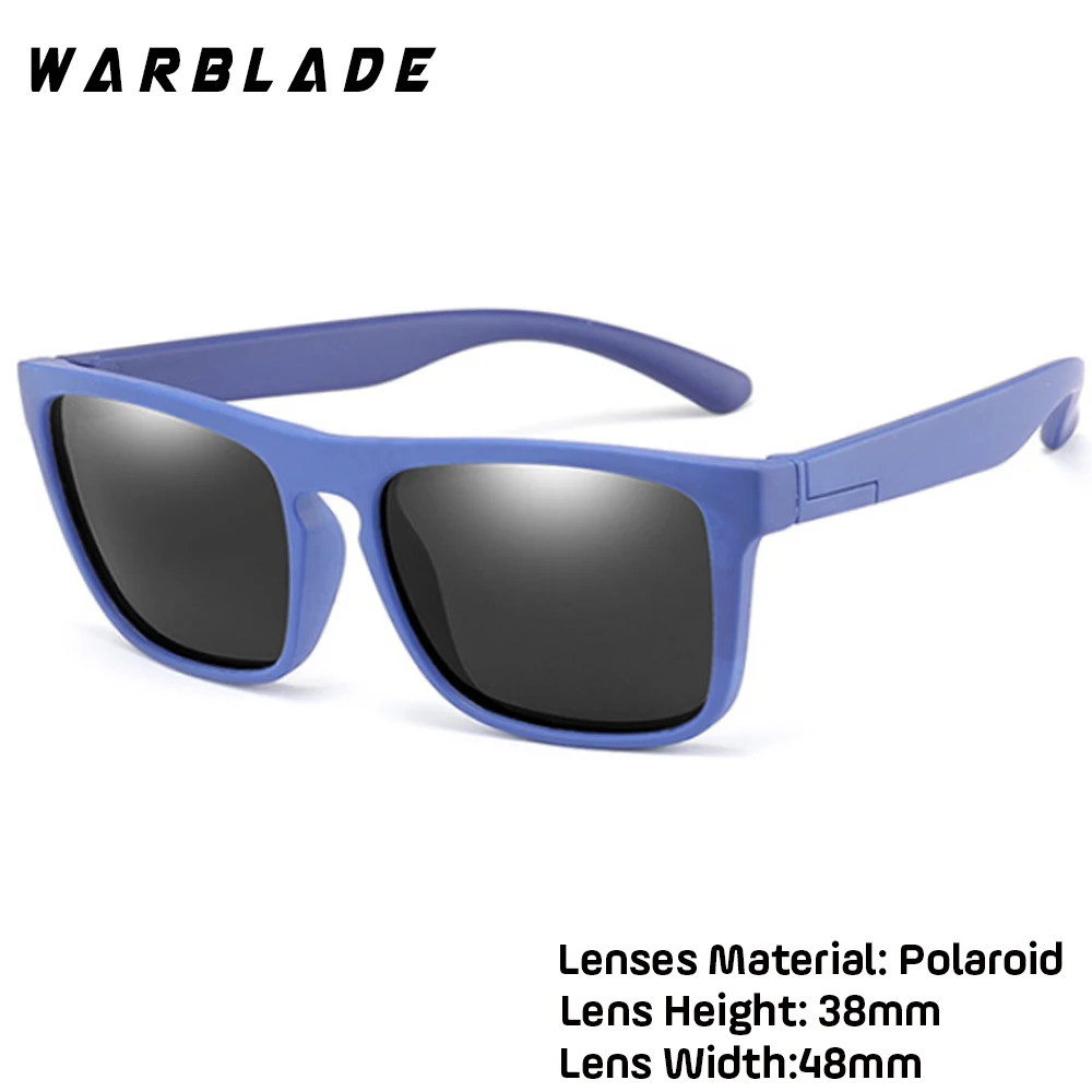 blue gray WarBlade, Детские квадратные поляризованные солнцезащитные очки, Детские Силиконовые безопасные солнцезащитные очки TR90, солнцезащитные очки для девочек и мальчиков, UV400, зеркальное покрытие, Gafas de sol - Цвет линз: blue gray