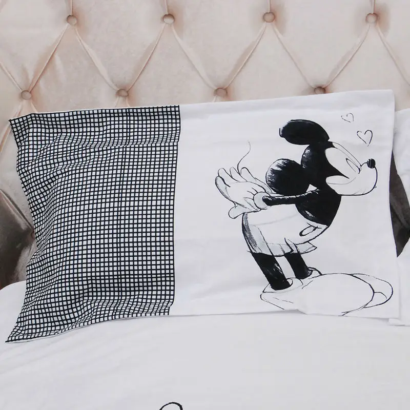 Disney Mickey Minnie Mouse Bedding Set - Black and White Cartoon Duvet Cover Set for Queen and King Size Beds - Perfect Bedclothes for Children and Adults image 2
