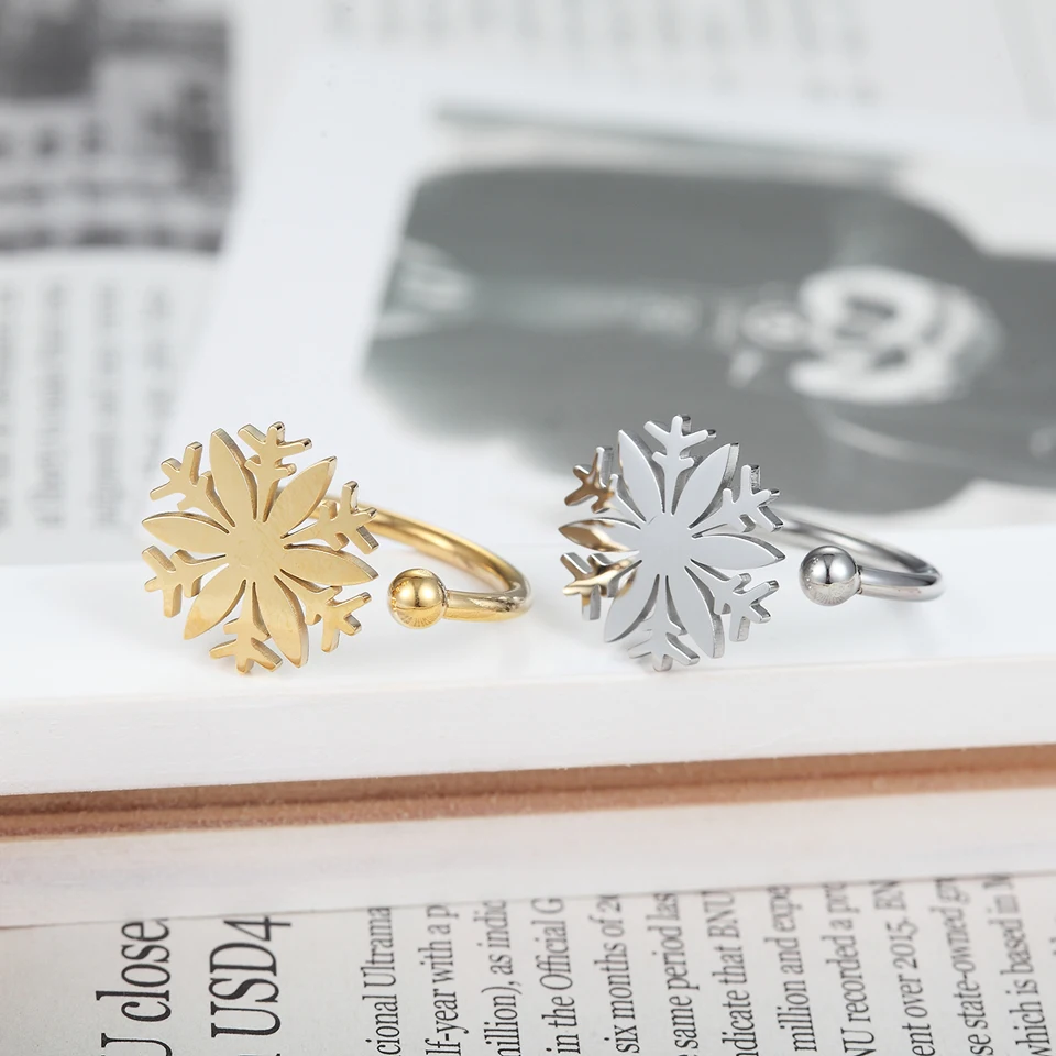 Новые модные кольца BAOLAISI в стиле снежинок золотого цвета для женщин Свадебное