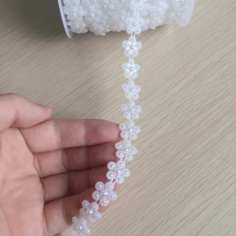 DIY 1 ярдов 13 мм цветок сливы ABS имитация жемчуга украшения свадьбы D240|Бусины для