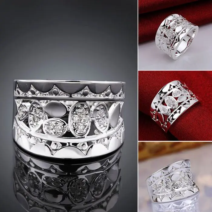 Посеребренное кольцо высокое качество без никеля антиаллергическое R570-8