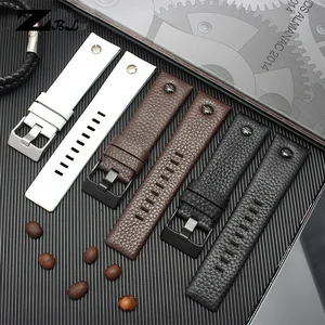 Genuine leather strap watchband 22 24 26 27 28 30mm Litchi grain for diesel DZ4316 DZ7395 DZ7305 Wat